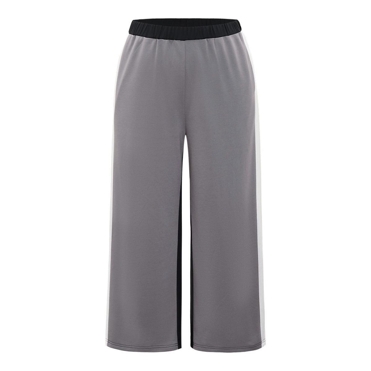 Contrast Patchwork Pocket High Rise Sweatpants Black Plus Size Women Casual Dailywear Contrast 14-16/1X Bloomchic Product Image