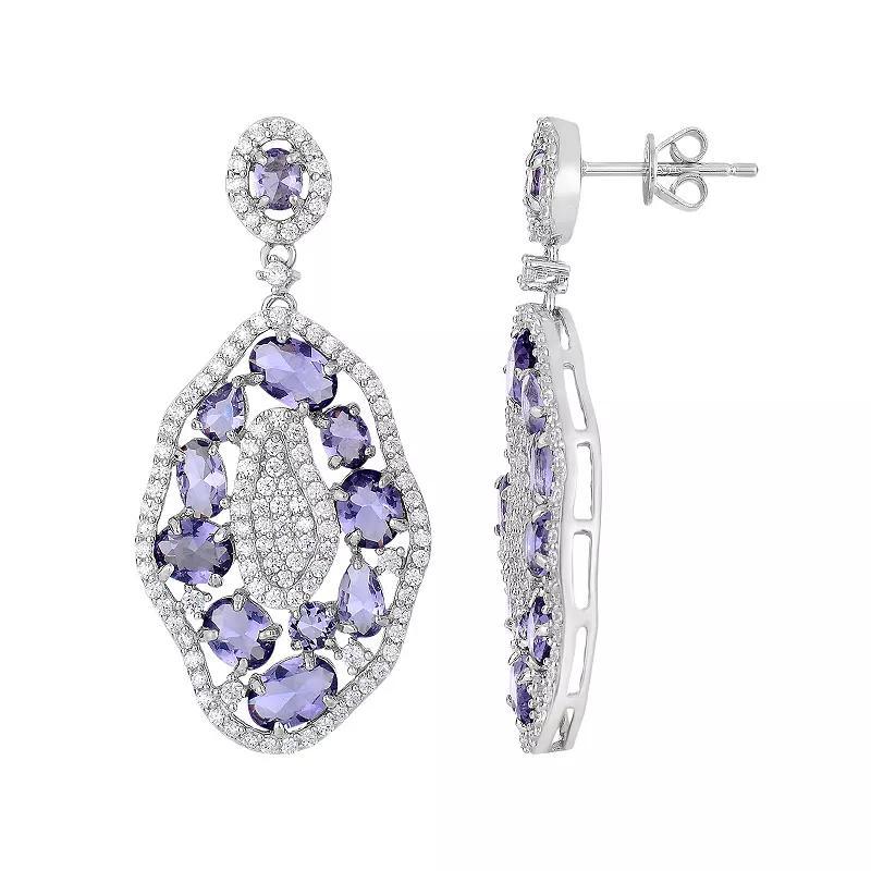 Sterling Silver Cubic Zirconia Cluster Drop Earrings, Womens, Silvertone Product Image