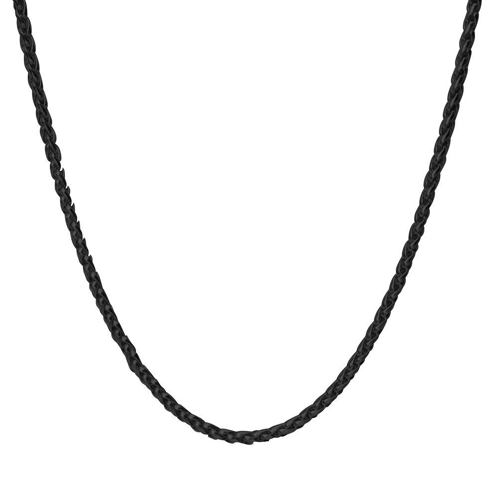 Men's Black Stainless Steel Round Wheat Chain Necklace, Size: 24", Two Tone Product Image
