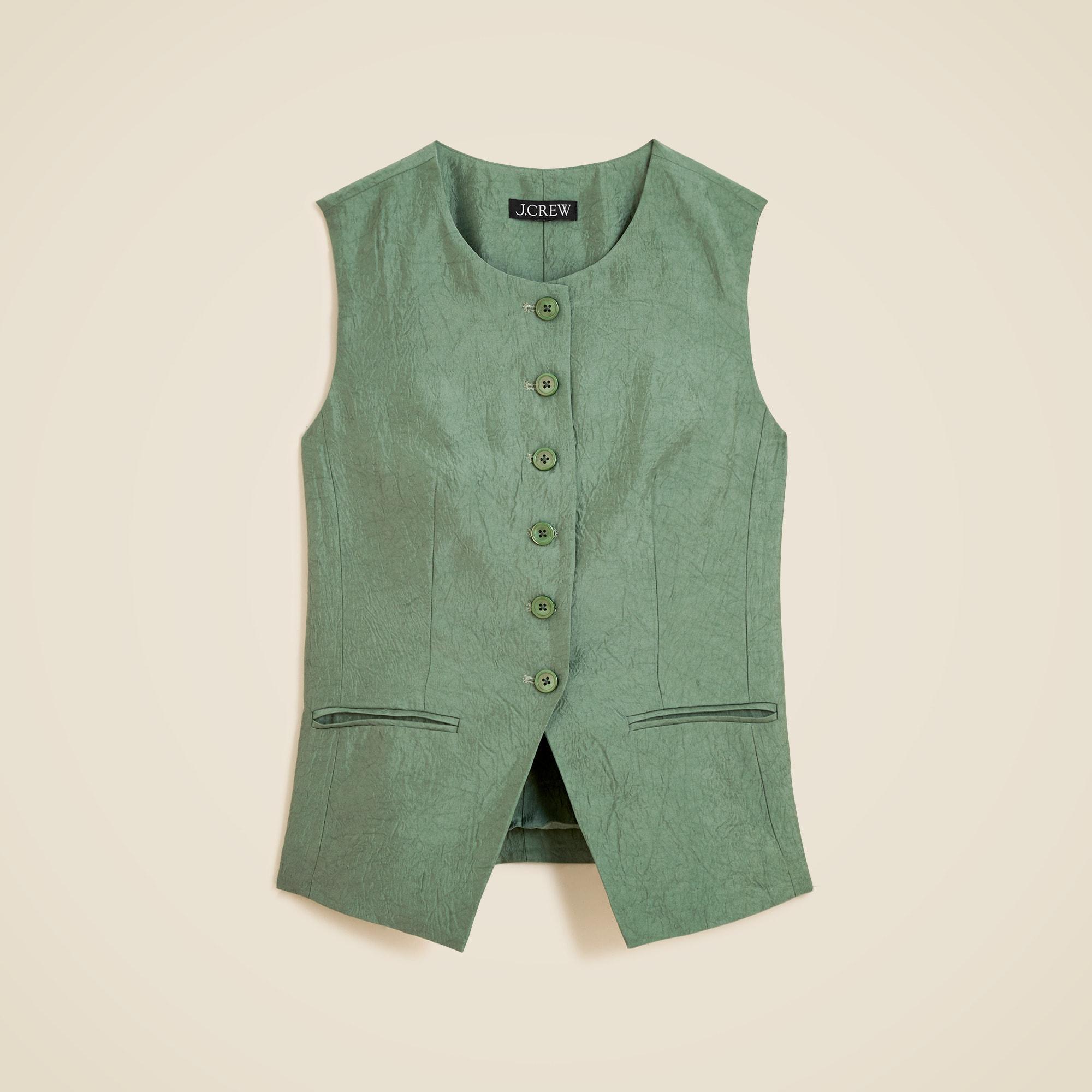 Essential cutaway vest top in textured satin Product Image