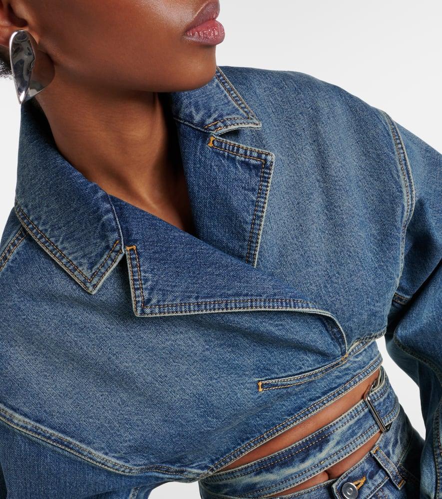 ALAÏA Denim Crossover Jacket In Bleu Vintage Product Image