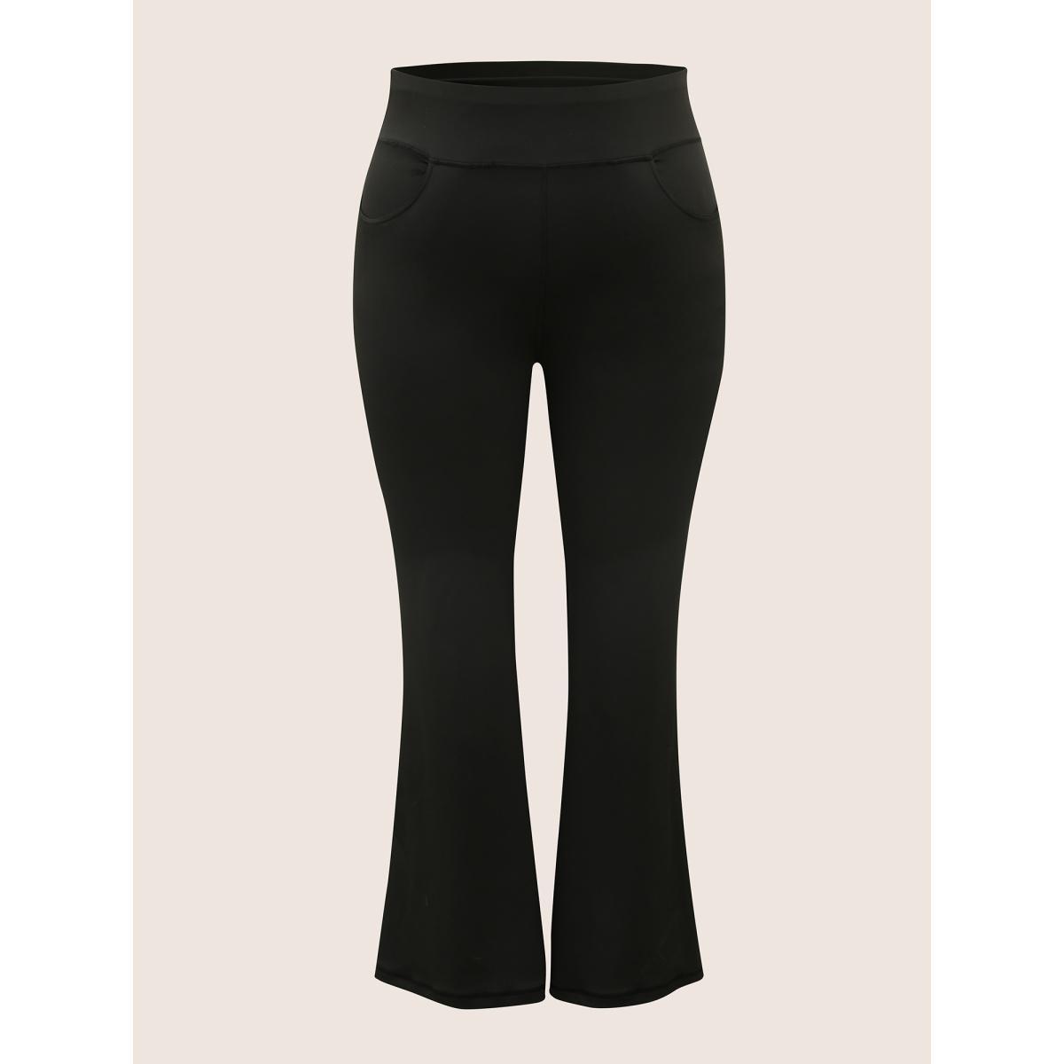 Plus Size Mid Rise High Stretch Bootcut Leggings Women Black Casual High stretch Bootcut Mid Rise Everyday Leggings BloomChic 10/M Product Image