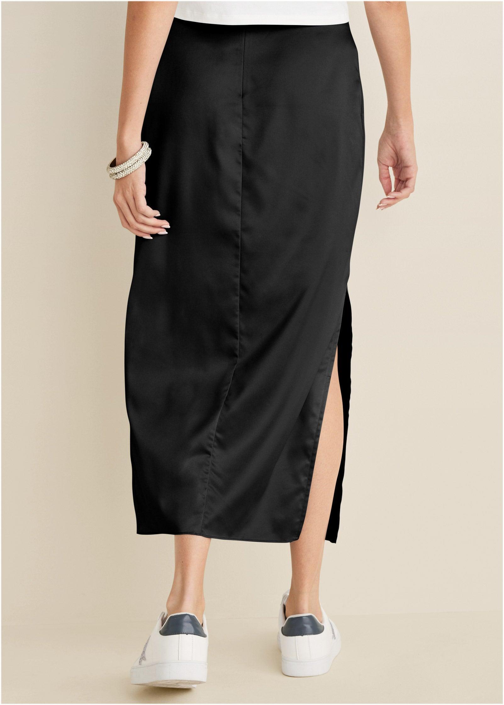 Midi Slip Skirt - Black Product Image