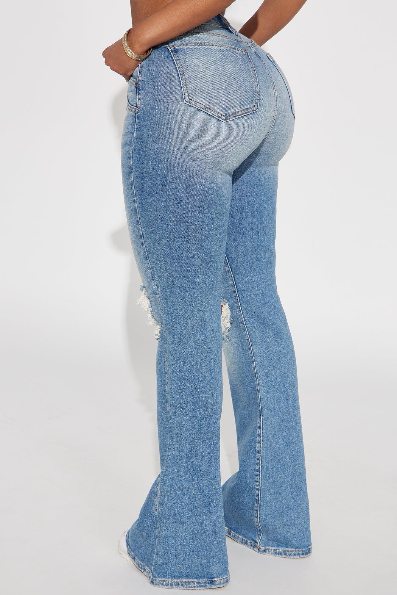 Latest Scoop Ripped High Rise Flare Jeans - Medium Wash Product Image