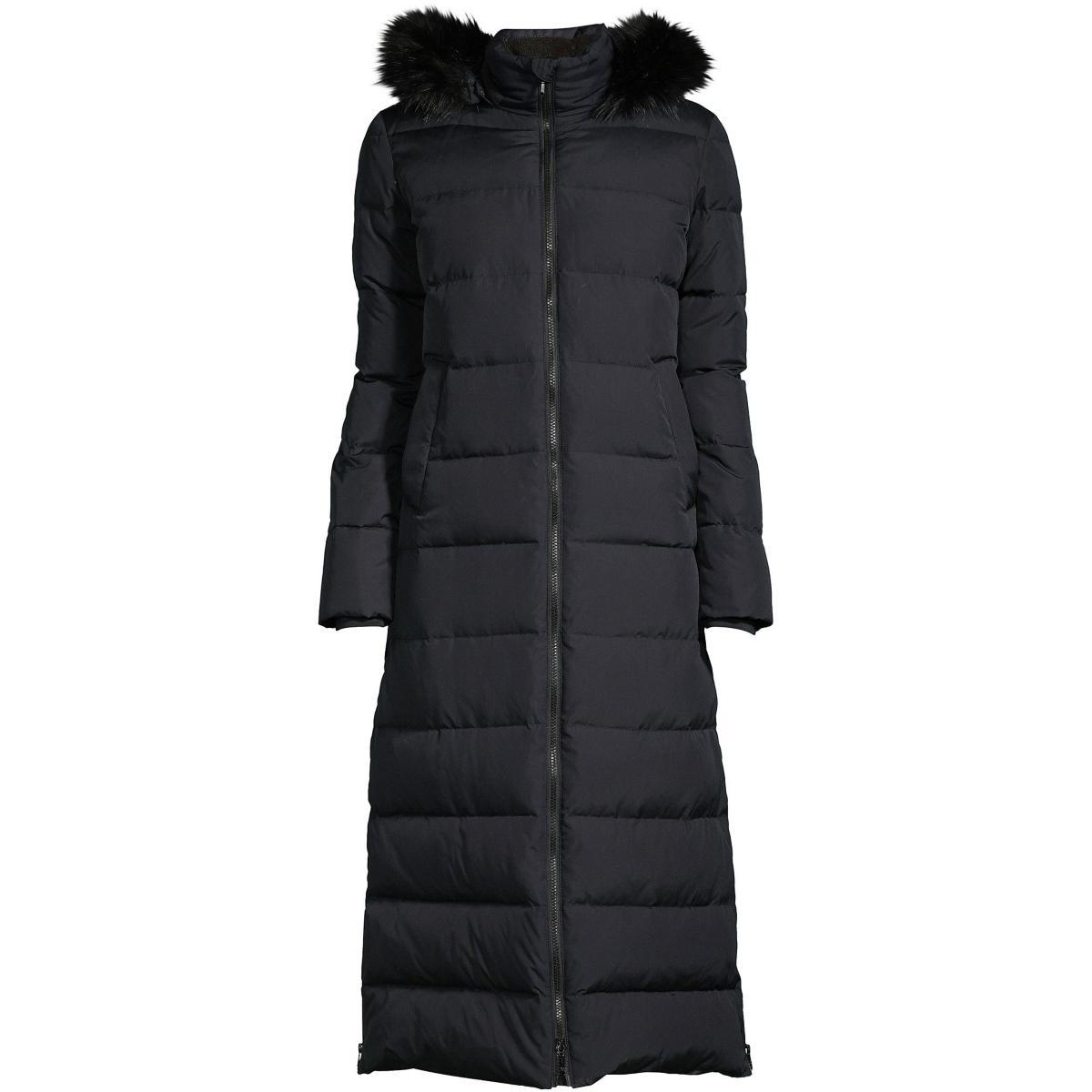 Womens Lands End Faux-Fur Hood Quilted Long Down Winter Coat Product Image