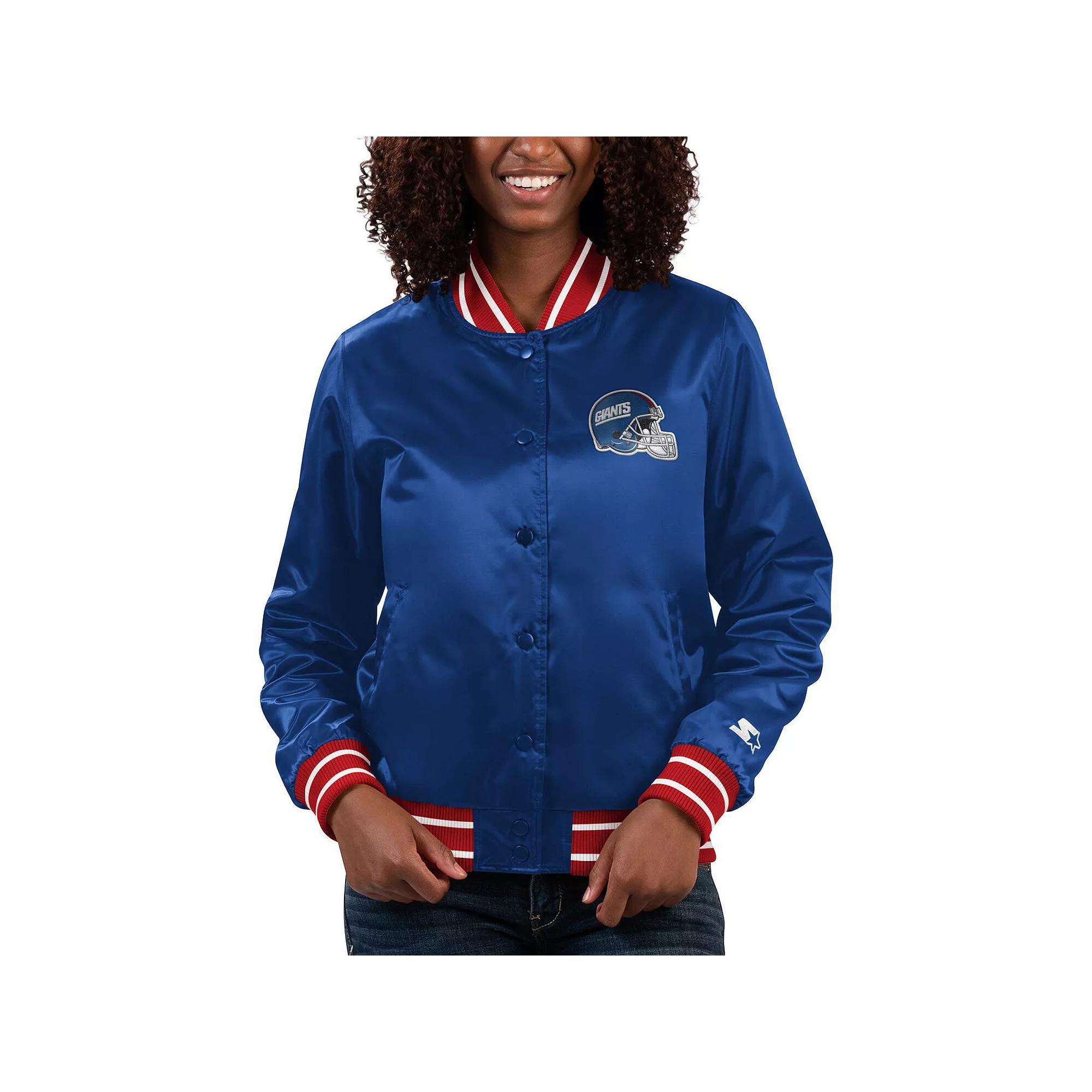 Women's Starter Royal New York Giants Full Count Satin Full-Snap Varsity Jacket, Size: Medium, Blue Product Image