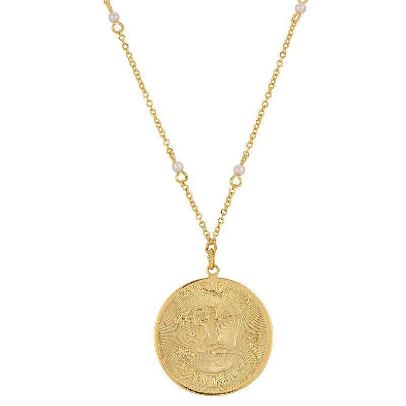 1928 Gold-tone Sagittarius Pendant Necklace, Womens, July Product Image