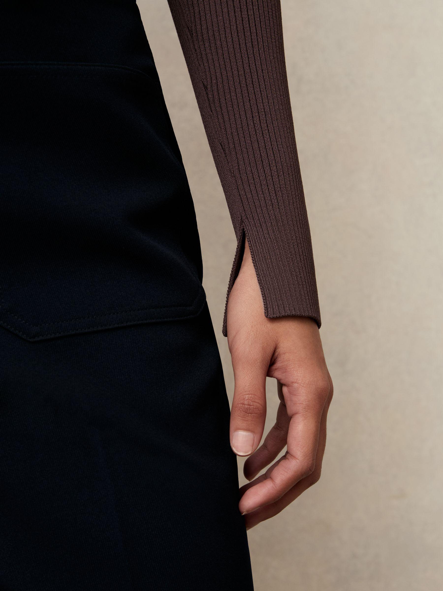 Craft-Stitch Rib-Knit Top in Mocha Brown Product Image