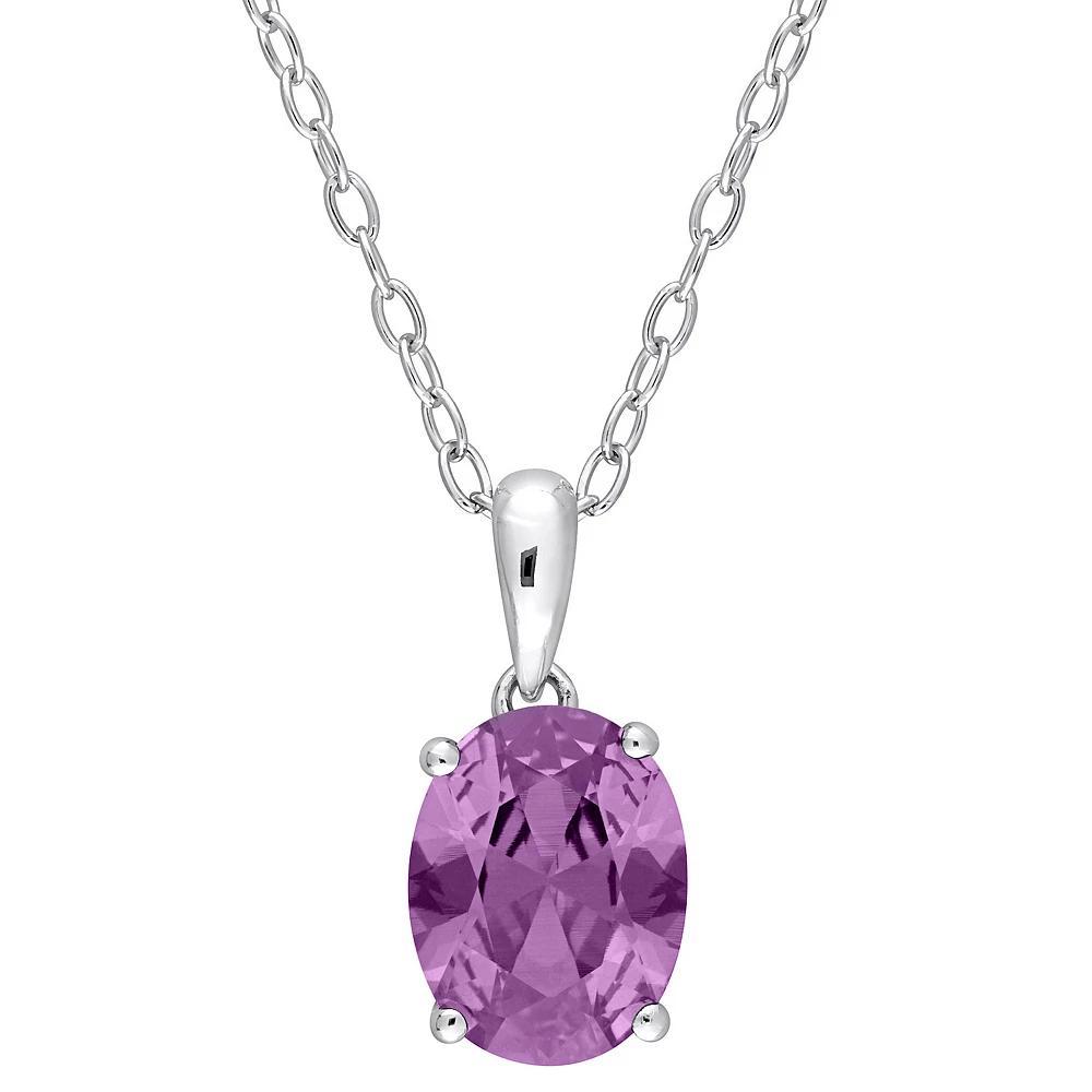 Stella Grace Sterling Silver & Gemstone Oval Stud Pendant Necklace, Womens Simulated Alexandrite Product Image