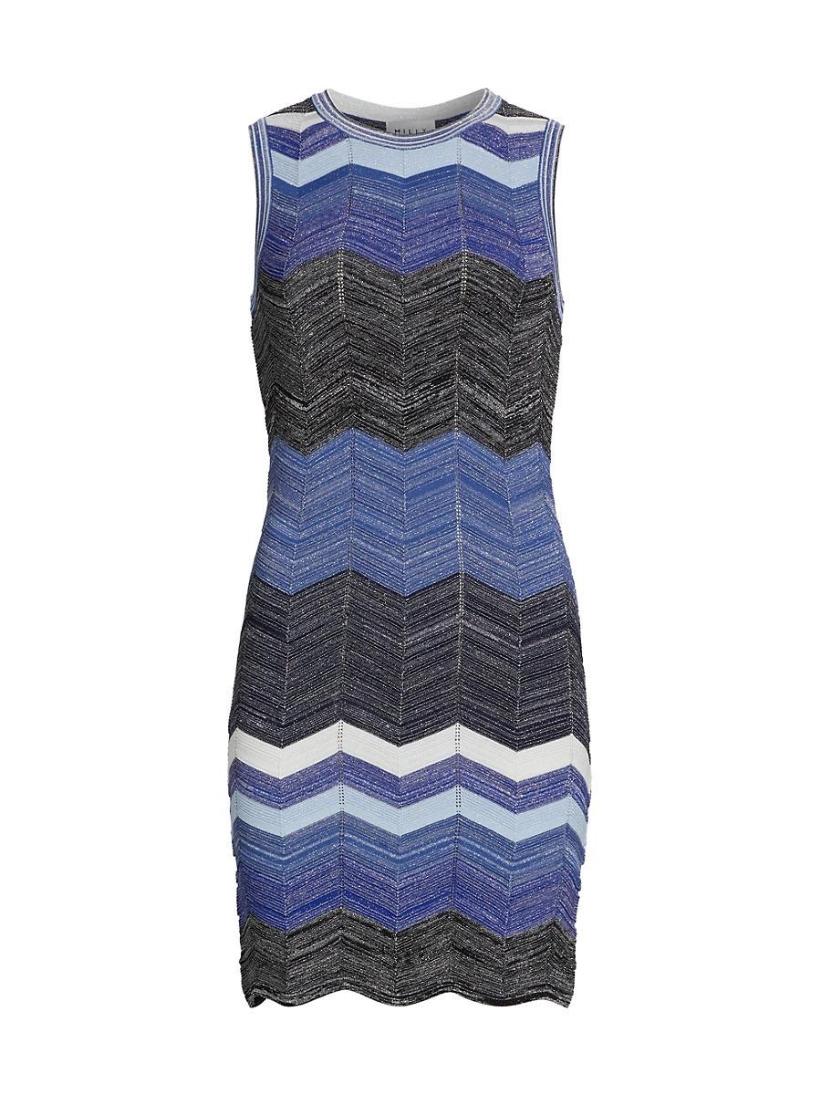 Womens Chevron Striped Knit Minidress Product Image
