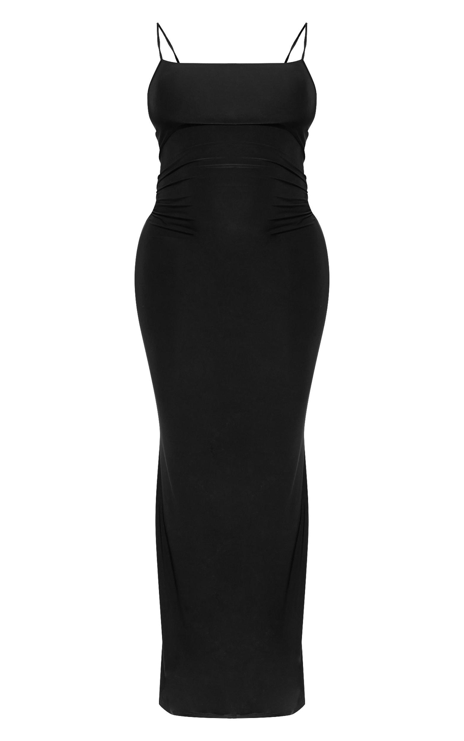 Maternity Black Slinky Straight Neck Sleeveless Maxi Dress Product Image