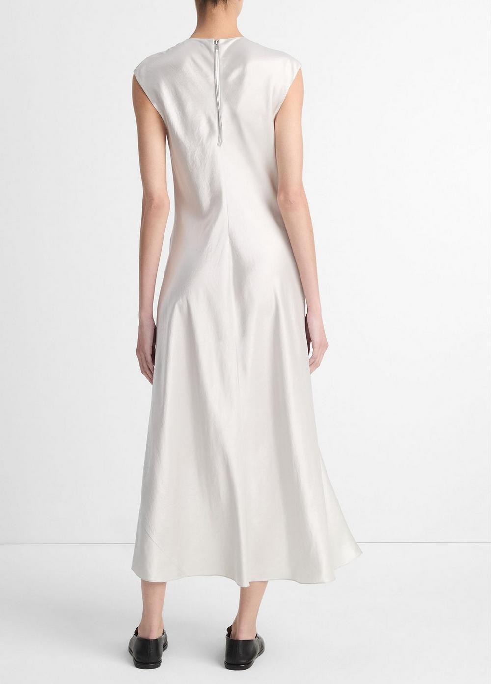 Womens Satin Bias Cap-Sleeve Dress, Harbor, Size L Vince Product Image