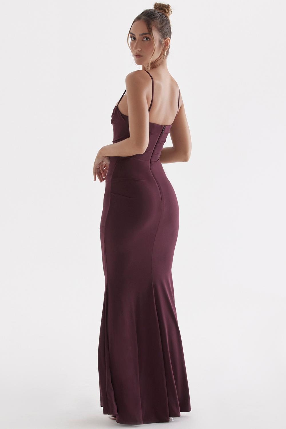 Milena  dark cherry corset maxi dress - sale Product Image