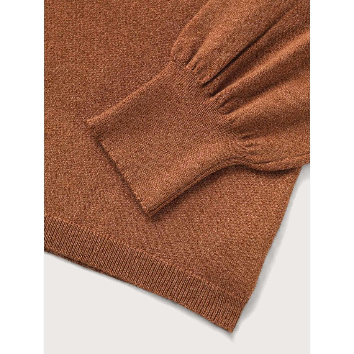 Plus Size Supersoft Essentials Colorblock Contrast Pullover Browncoffeecolor Women Casual Long Sleeve Round Neck Everyday Pullovers BloomChic 30/6X Product Image