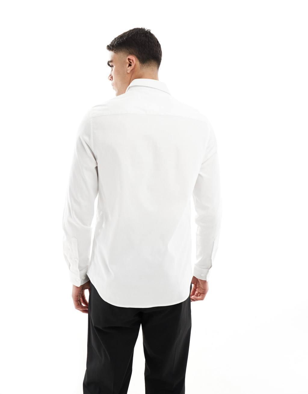 ASOS DESIGN regular fit textured shirt in white  Product Image