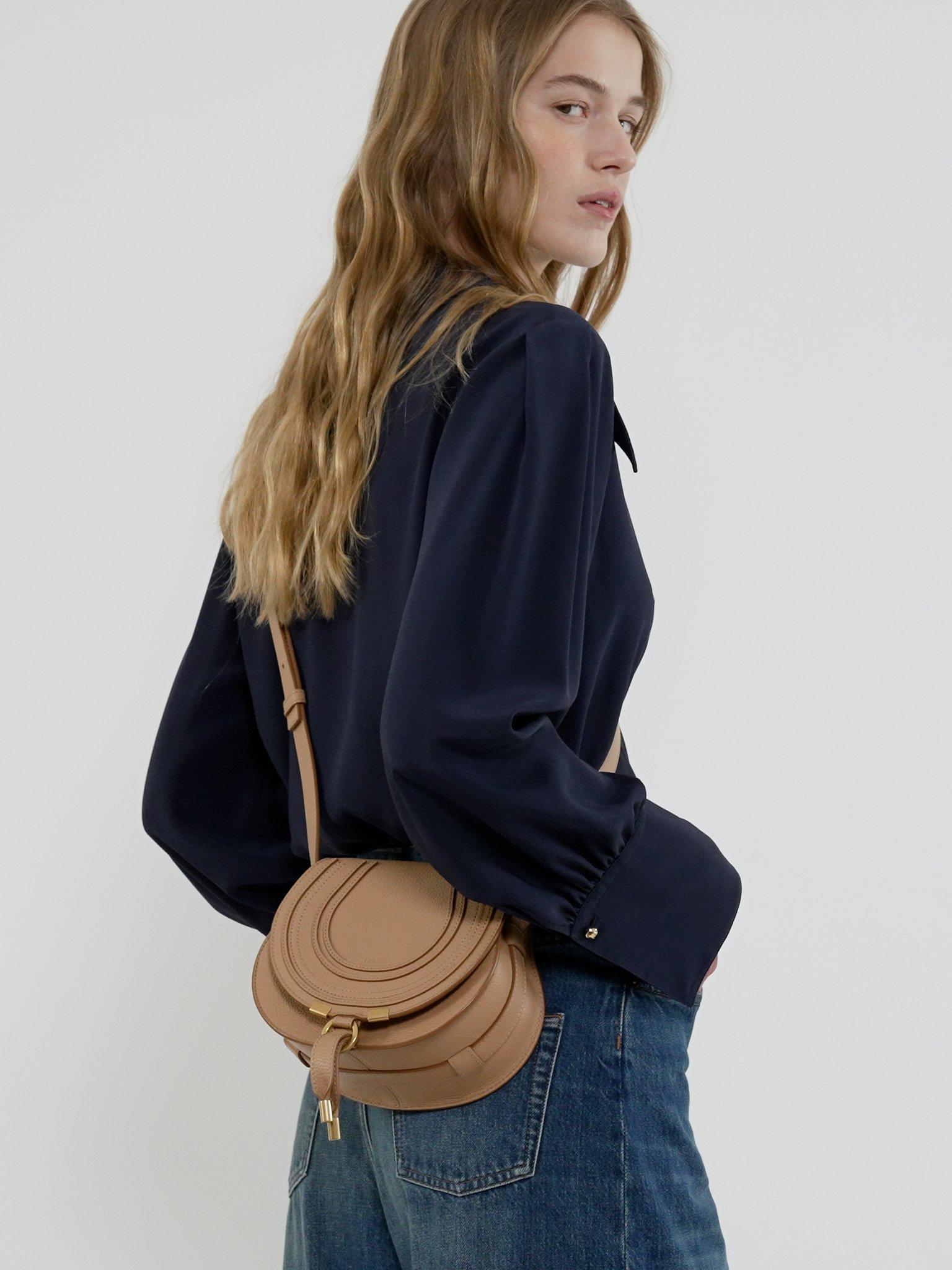 Small Marcie saddle bag in grained leather Product Image