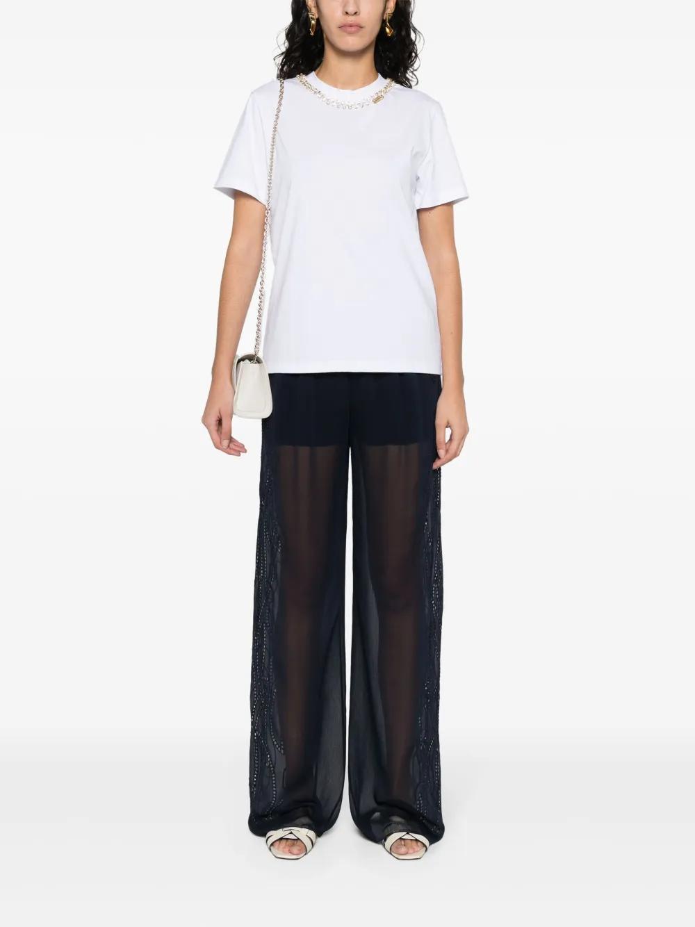 ALBERTA FERRETTI Crystal-embellished Cotton T-shirt In White Product Image