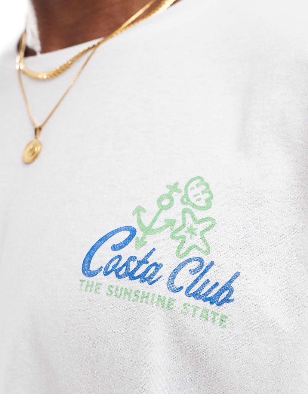 Jack & Jones oversized T-shirt with Costa Club print in white Product Image