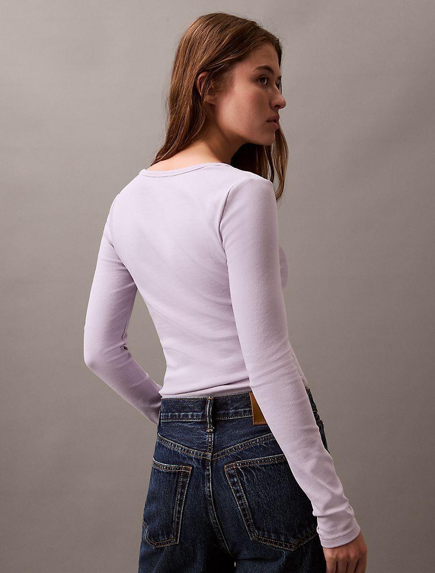 Cotton Contour Rib Slim Fit Long Sleeve T-Shirt Product Image