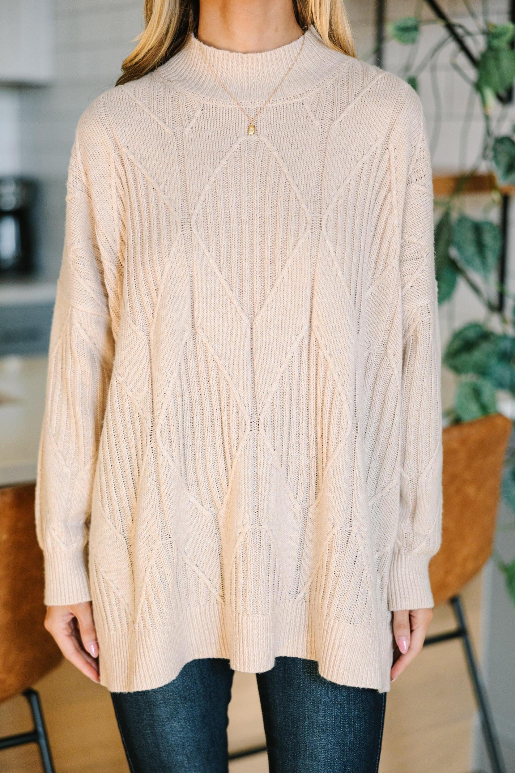 Walk The Walk Taupe Brown Sweater Female Product Image