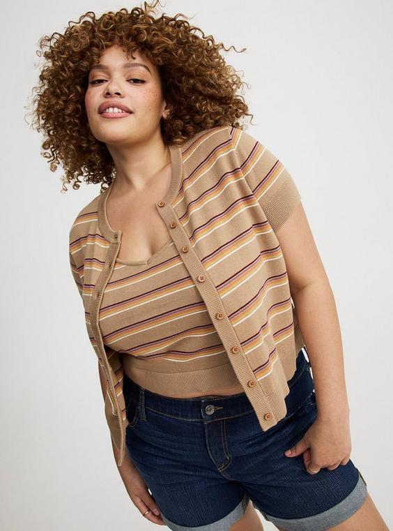 Crewneck Short Sleeve Cardigan Product Image