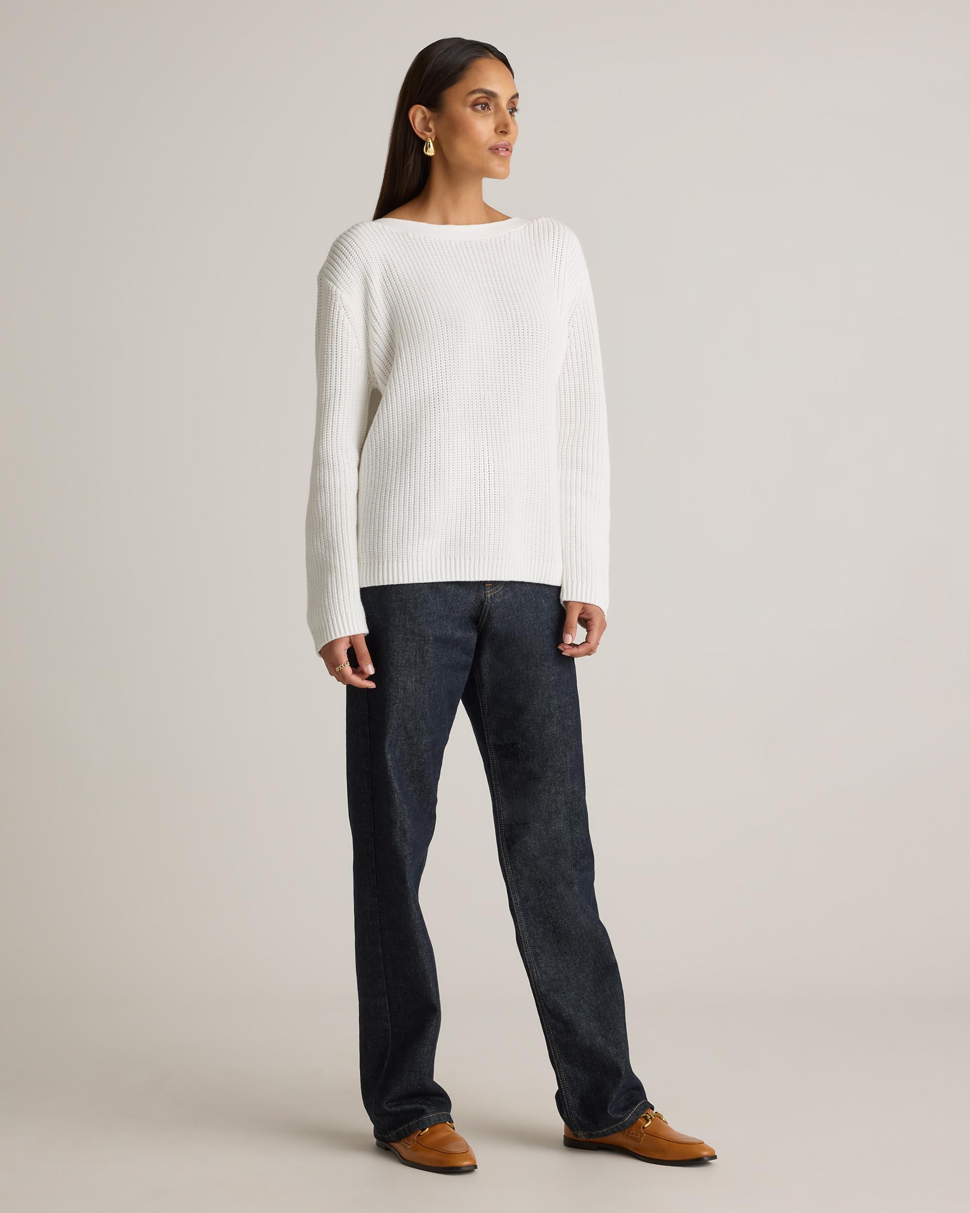 Quince | Women's Fisherman Boatneck Sweater Size XL, Organic Cotton Product Image