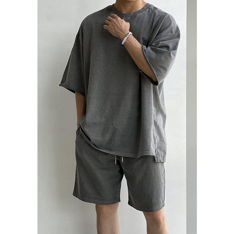 RT No. 9521 DARK GRAY HALF SLEEVE SHIRT & SHORTS Product Image