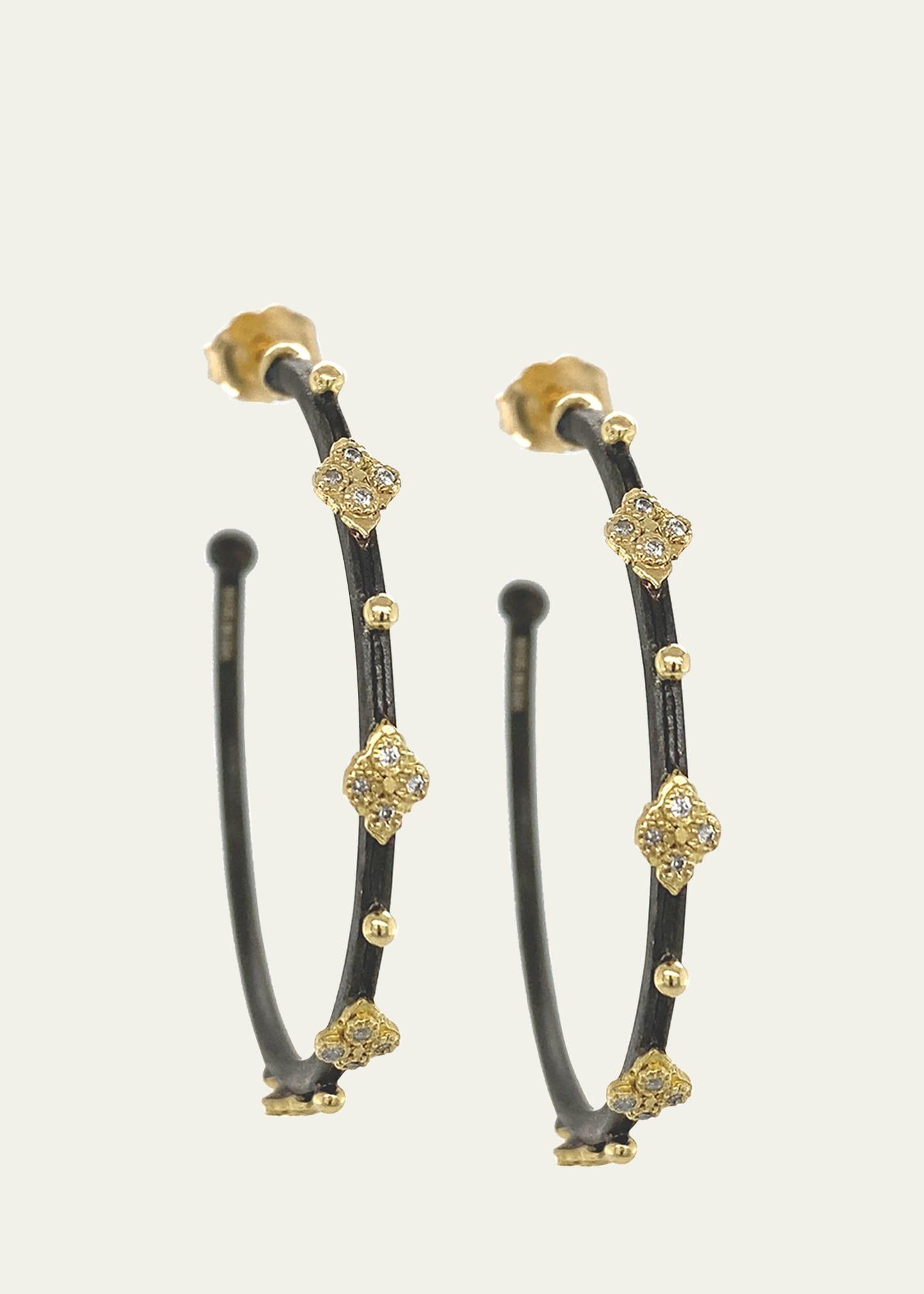 Old World Crivelli Diamond Hoop Earrings - 35 mm Product Image