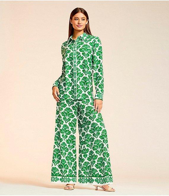 Alex Marie Piper Twill Print Point Collar Long Sleeve Button Front Coordinating Top Product Image