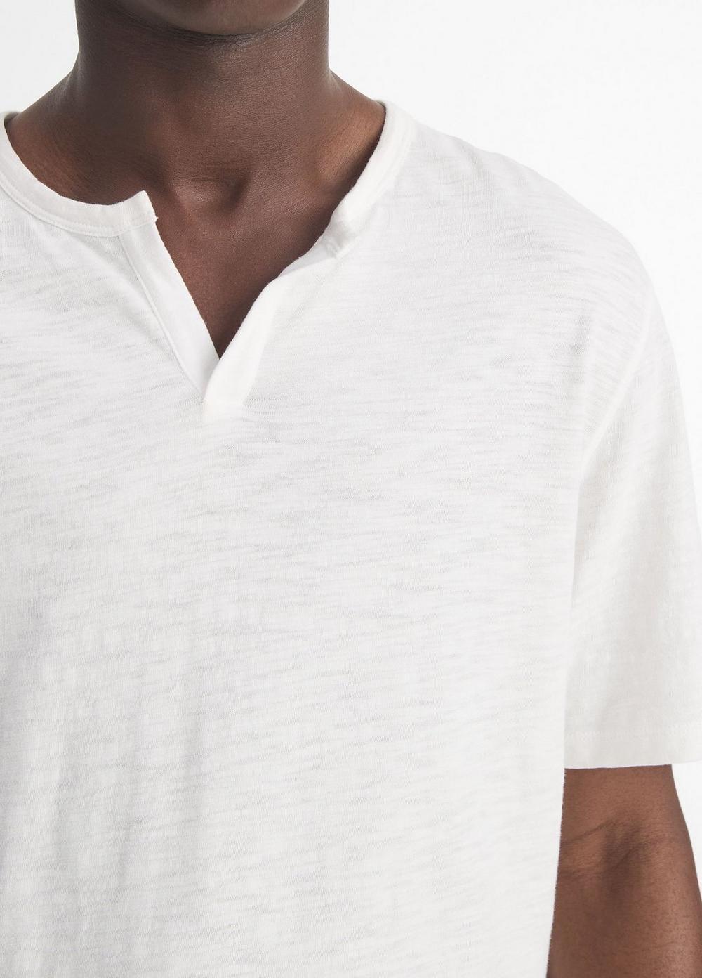 Mens Slub Cotton Split-Neck T-Shirt, Midnight Sky, Size M Vince Product Image
