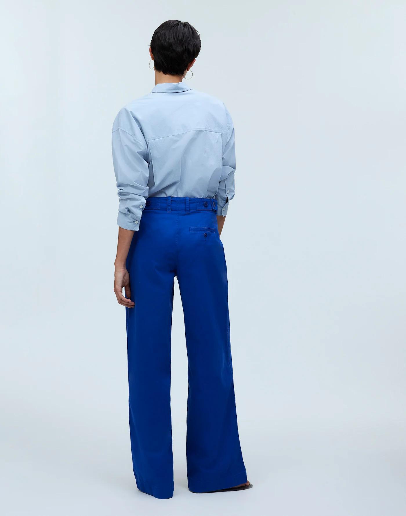 Button-Tab Wide-Legs Pants Product Image