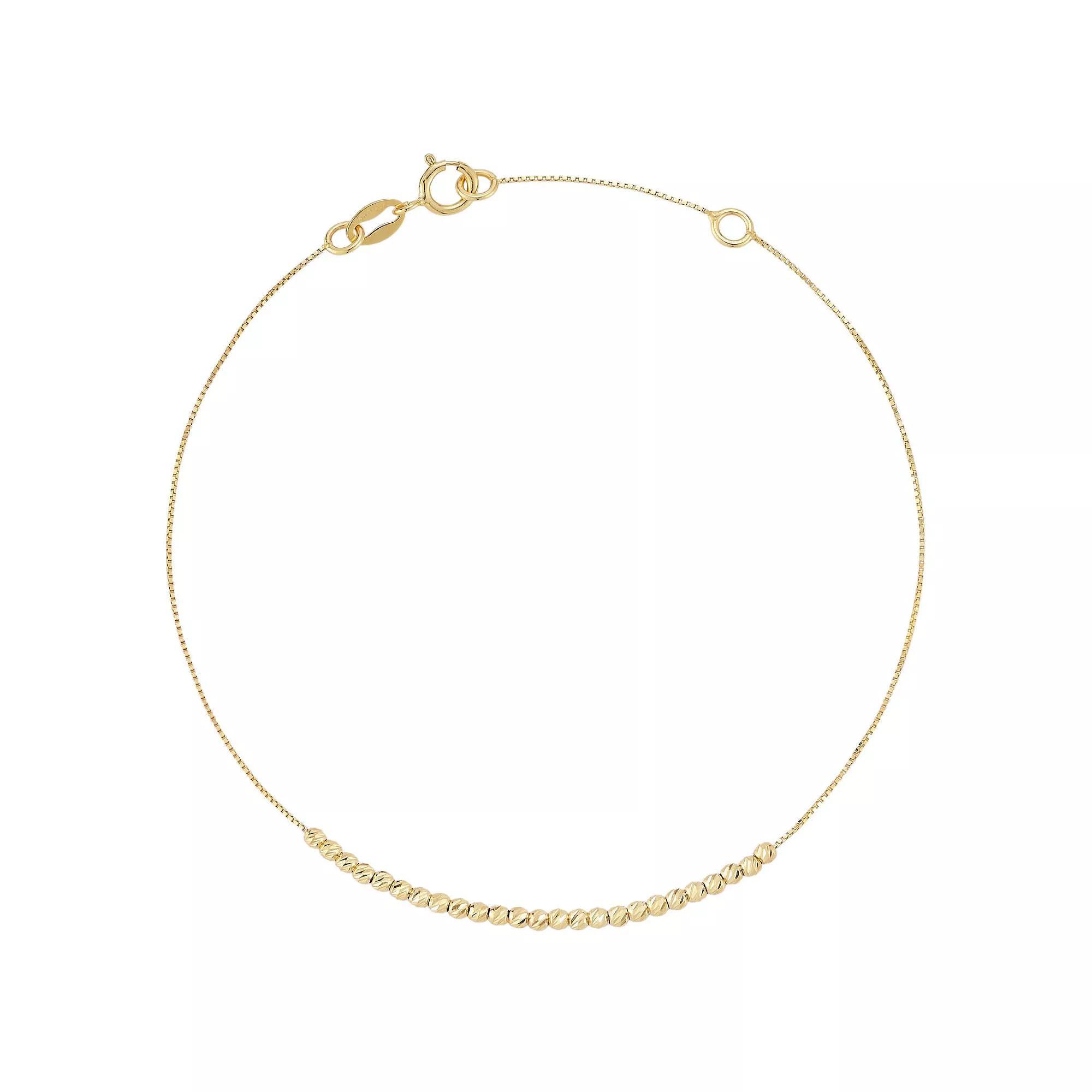 LUMINOR GOLD 14k Gold Diamond Cut Ball Anklet, Women's, Size: 9.5" Product Image