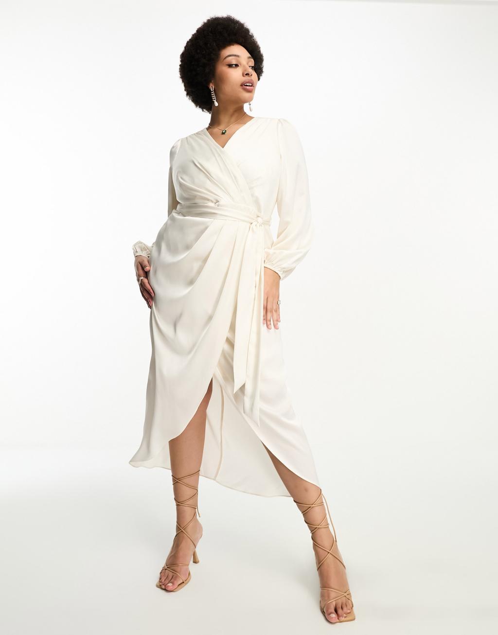 Ever New Curve satin wrap midi dress Product Image