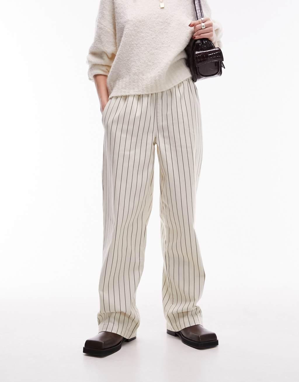 Topshop stripe pull on straight leg pants Product Image