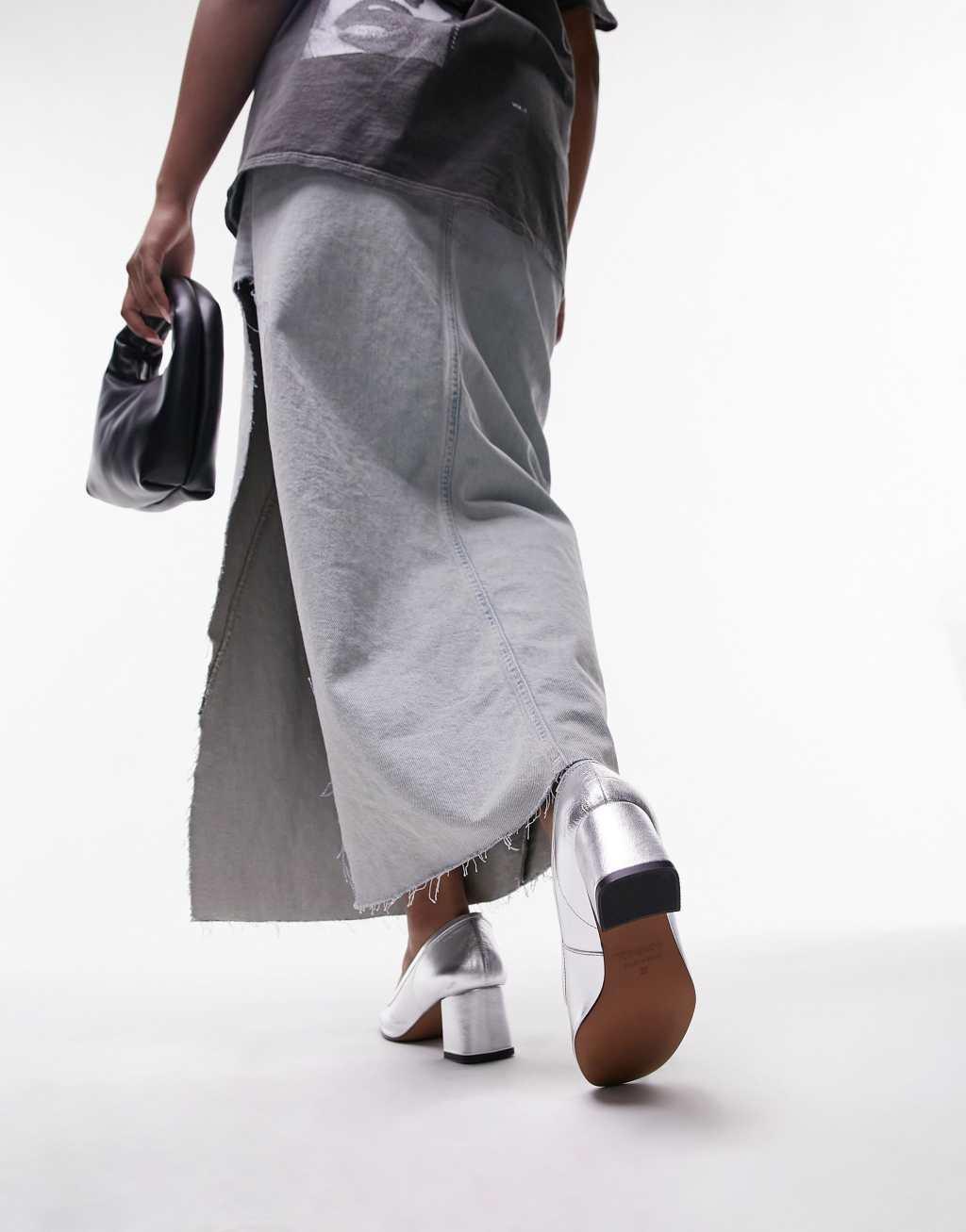 Topshop Elana leather heeled ballerina shoes Product Image
