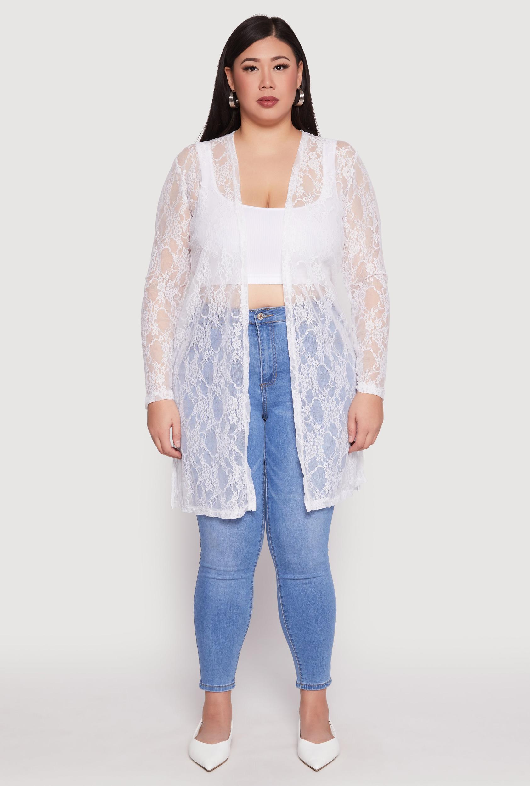 Womens Plus Size Lace Duster Product Image