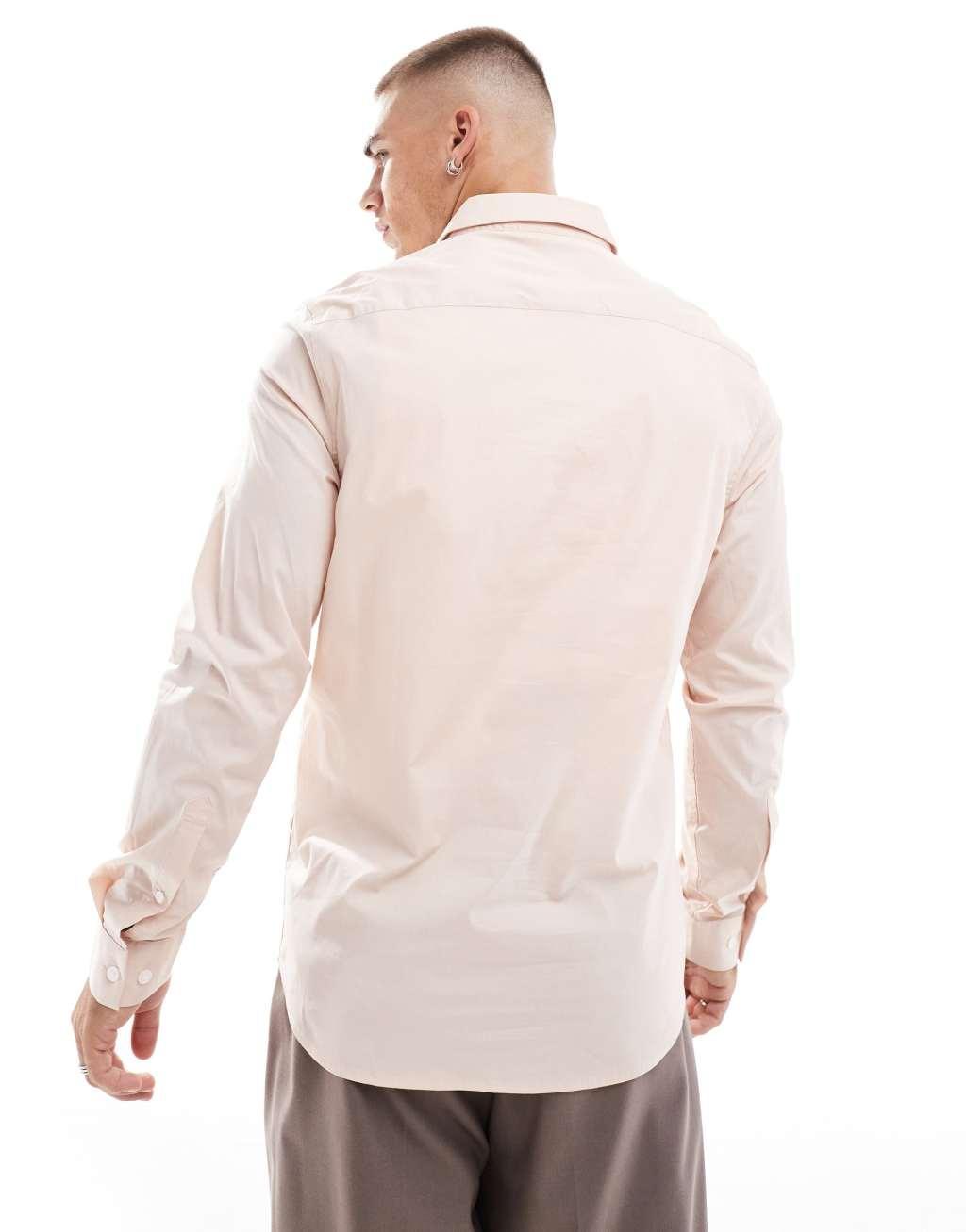 ASOS DESIGN regular fit shirt in light pink Product Image