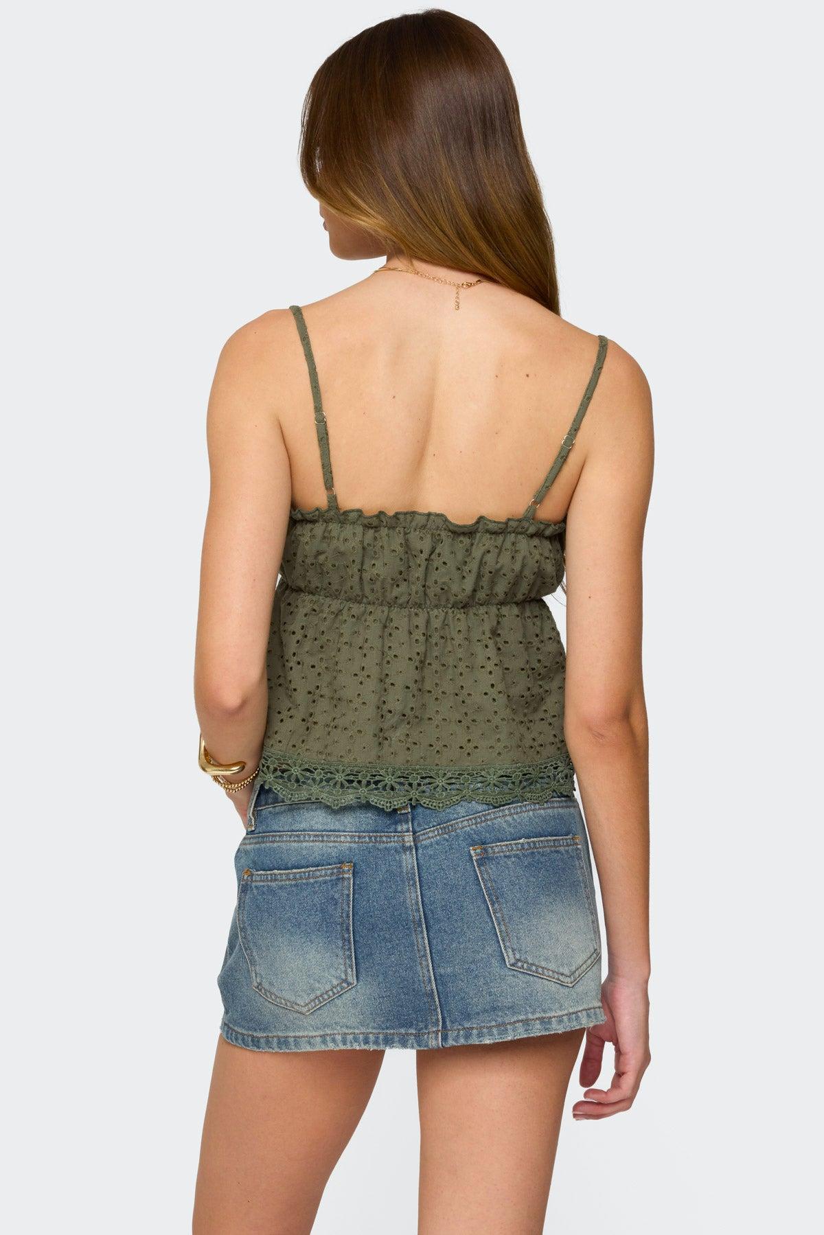 Orian Eyelet Babydoll Tank Top Product Image