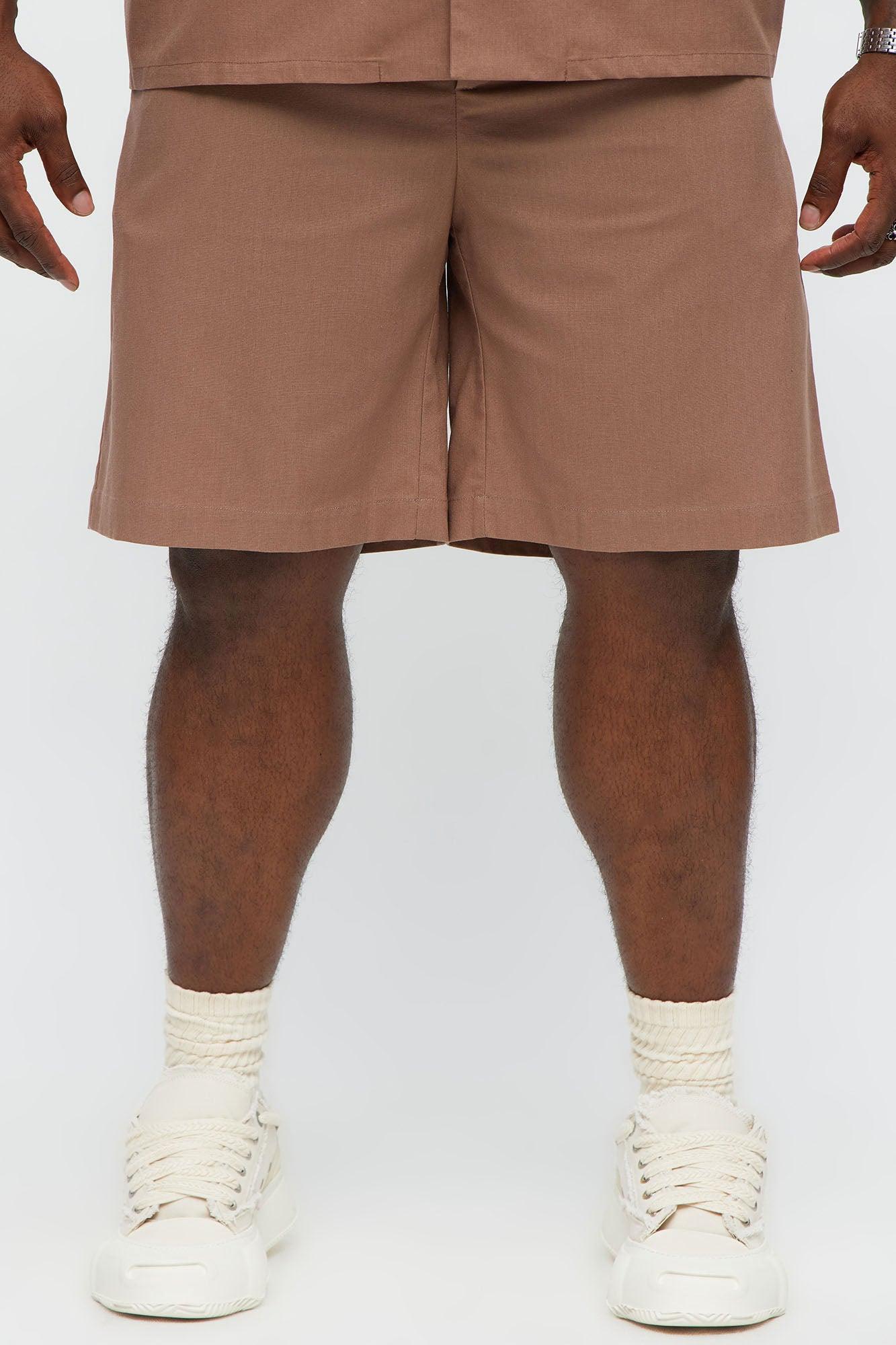 Chai Linen Like Relaxed Shorts - Brown Product Image