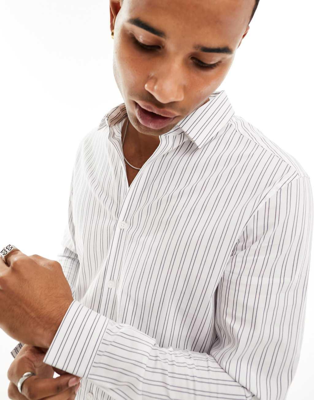 ASOS DESIGN slim fit stripe shirt Product Image