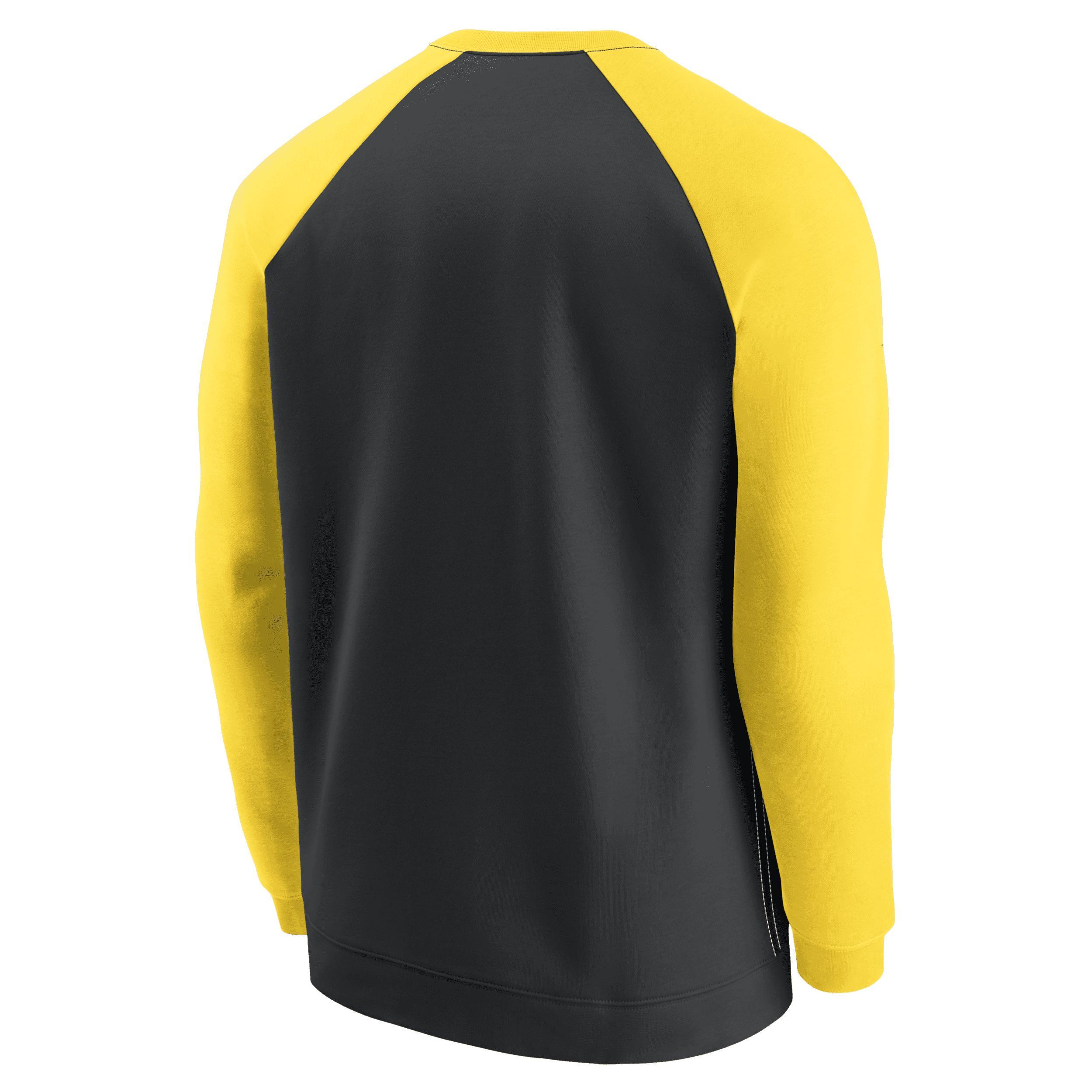 Men's Nike Black/Gold Pittsburgh Steelers Historic Raglan Crew Performance Sweater, Size: Medium Product Image