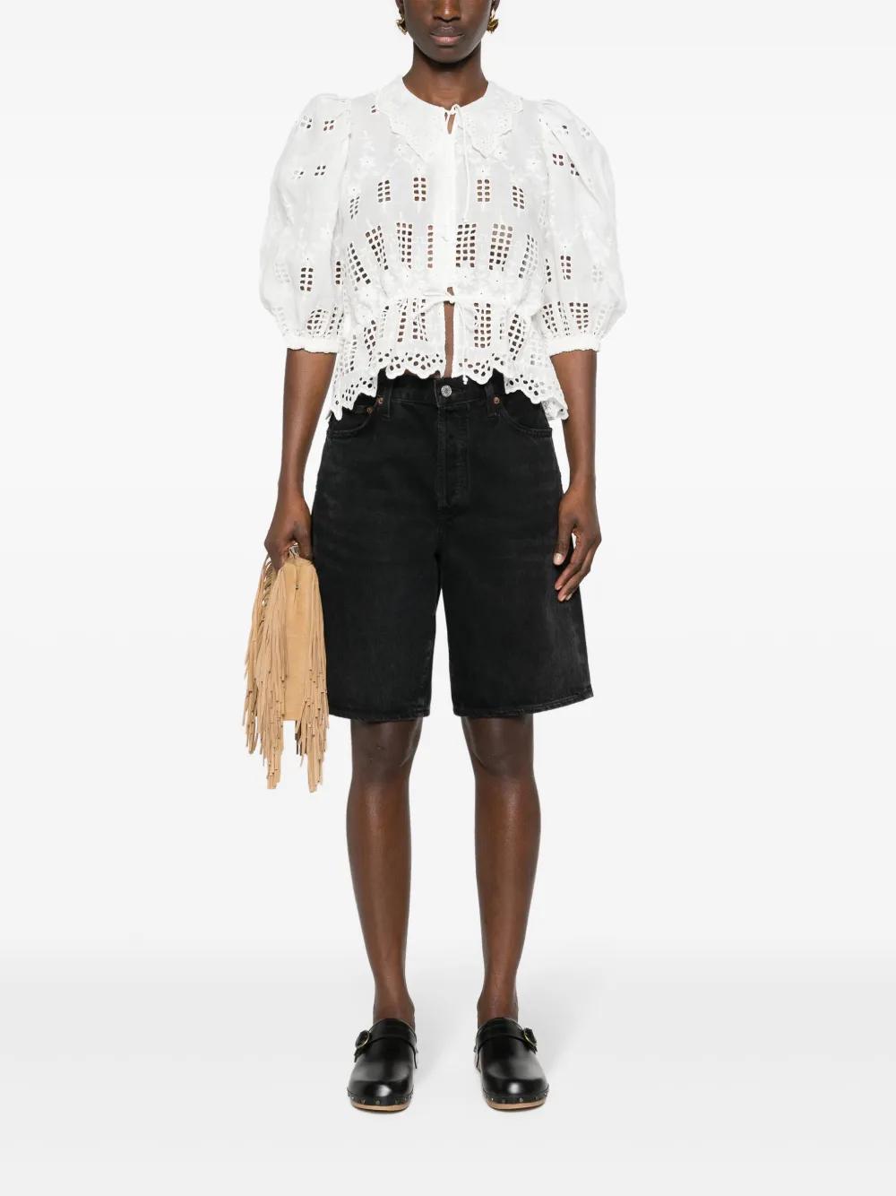 broderie-anglaise short-sleeve shirt Product Image