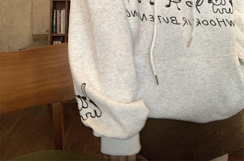 Cartoon Print Drawstring Hoodie Product Image