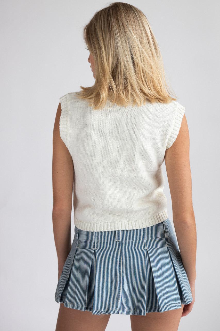 Notch Neck Cable Knit Sweater Vest Product Image