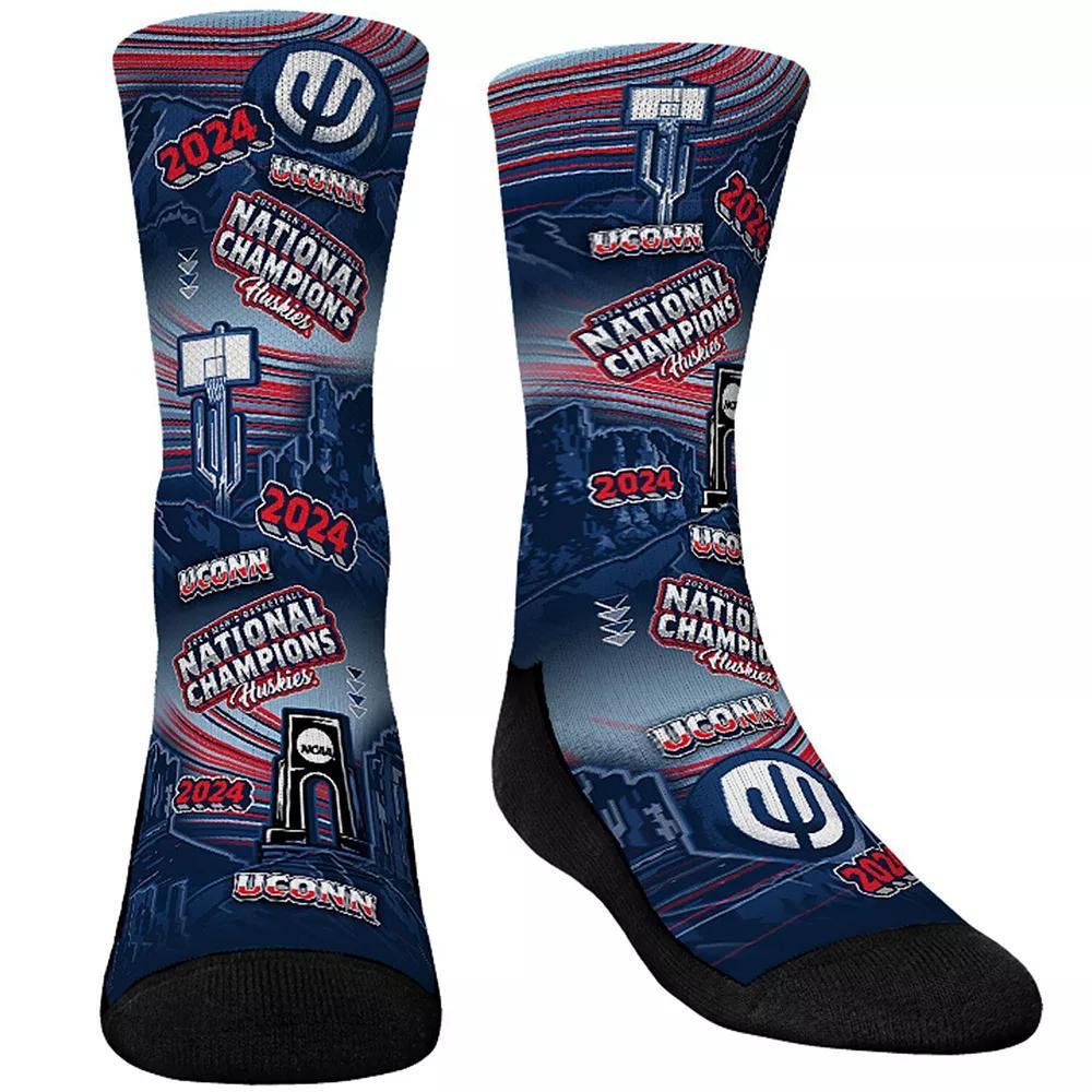 Youth Rock Em Socks Navy UConn Huskies 2024 NCAA Men's Basketball National Champions Canyon All-Over Crew Socks, Boy's, Size: Large, Blue Product Image