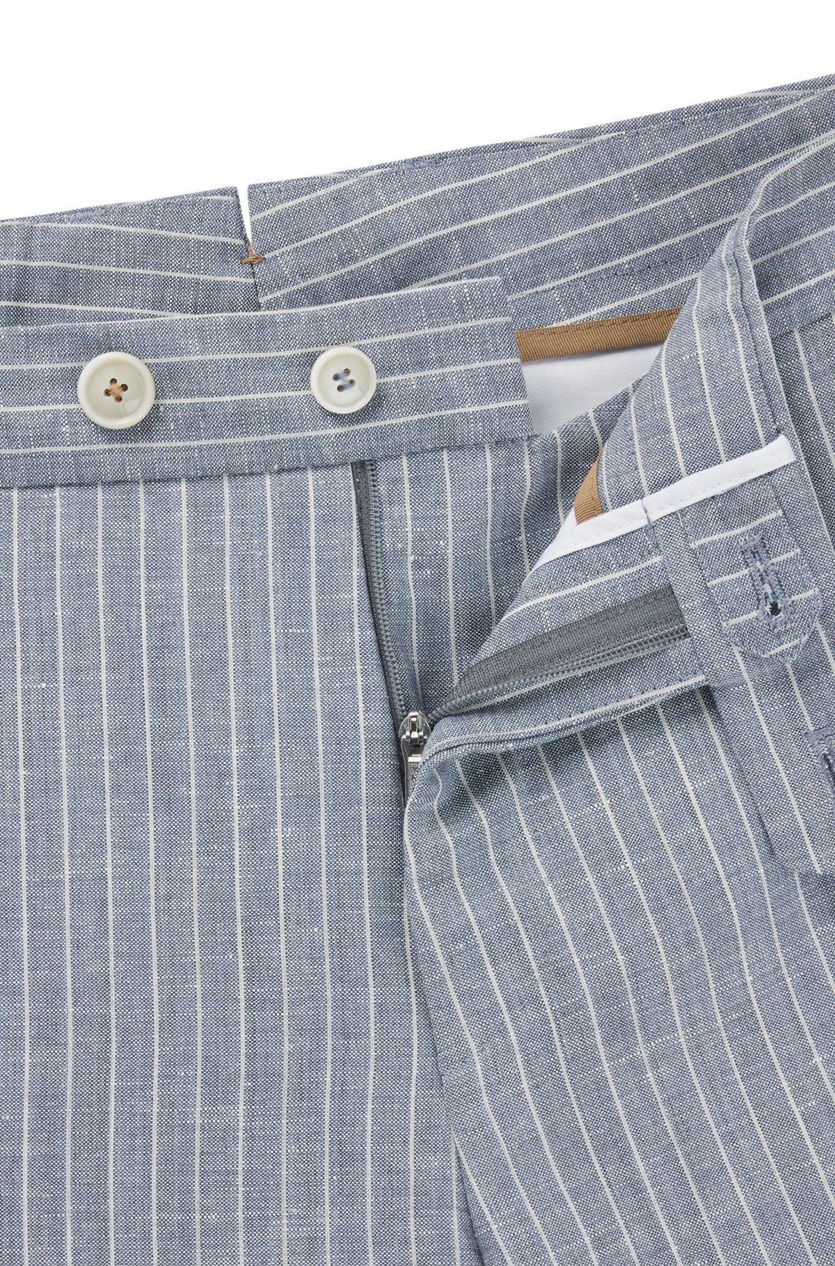 Slim-fit trousers in striped wool and linen Product Image