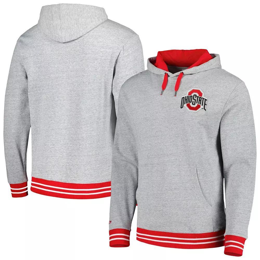 Men's Mitchell & Ness Heather Gray Ohio State Buckeyes Pullover Hoodie, Size: XL, Grey Product Image