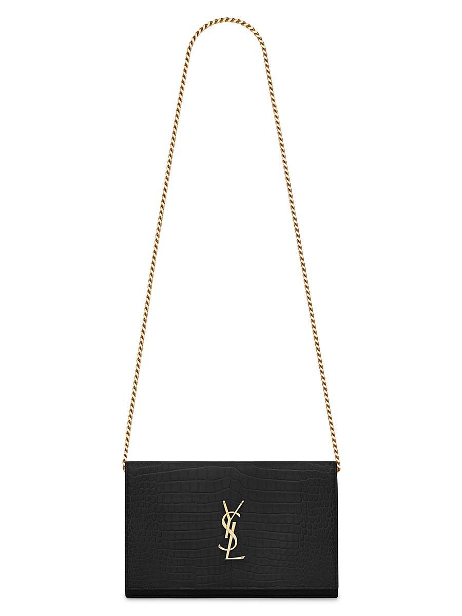 Womens Cassandre Chain Wallet in Crocodile-Embossed Shiny Leather Product Image