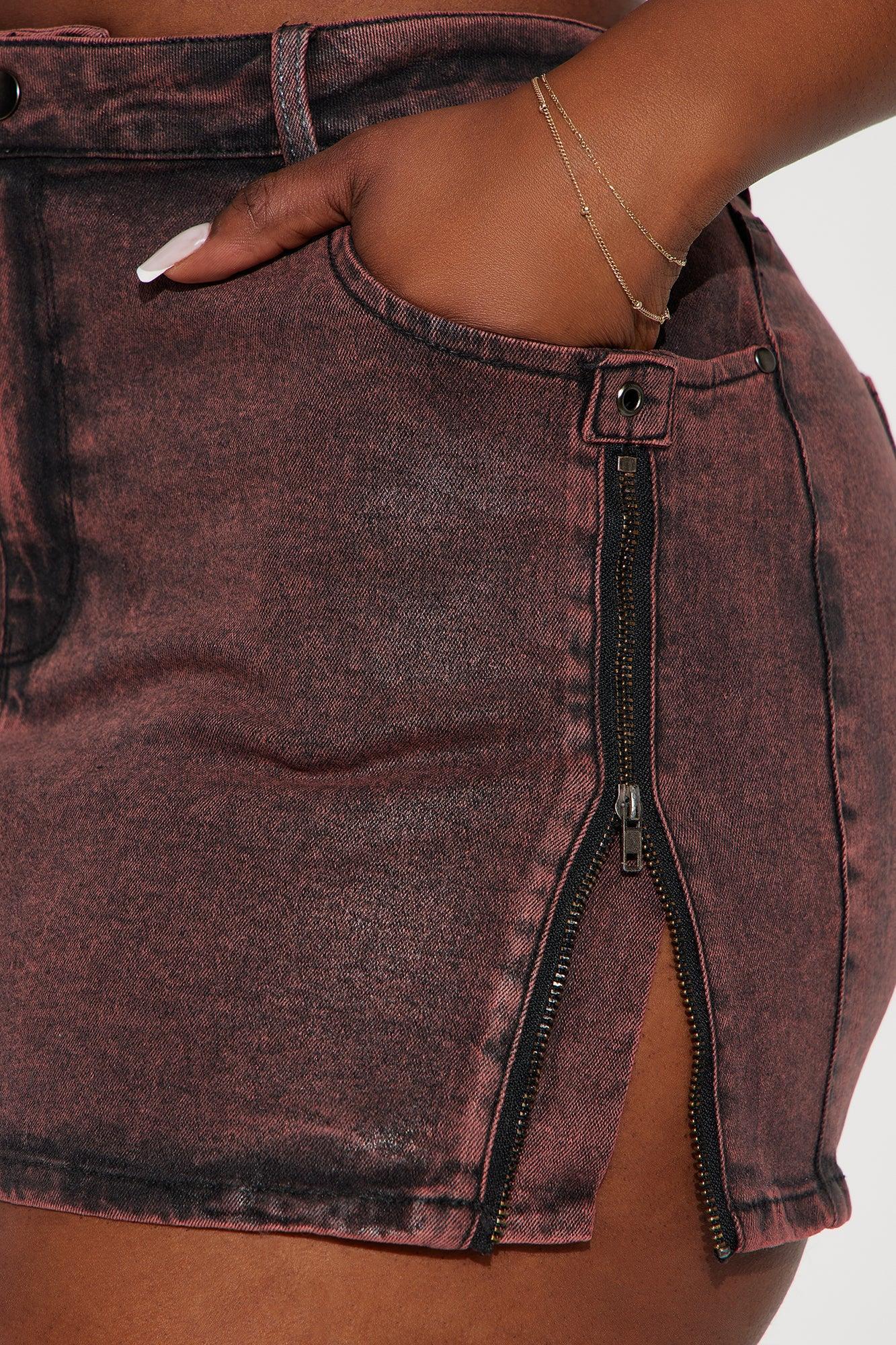 Get It Right Coated Mini Skirt - Burgundy Product Image