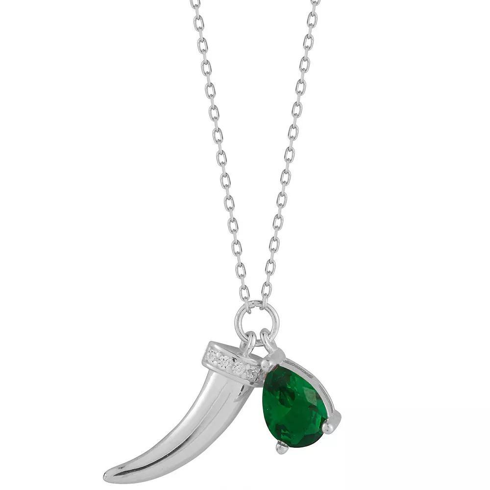 Sunkissed Sterling Cubic Zirconia Horn Charm Necklace, Women's, Size: 18", Gold Tone Green Product Image